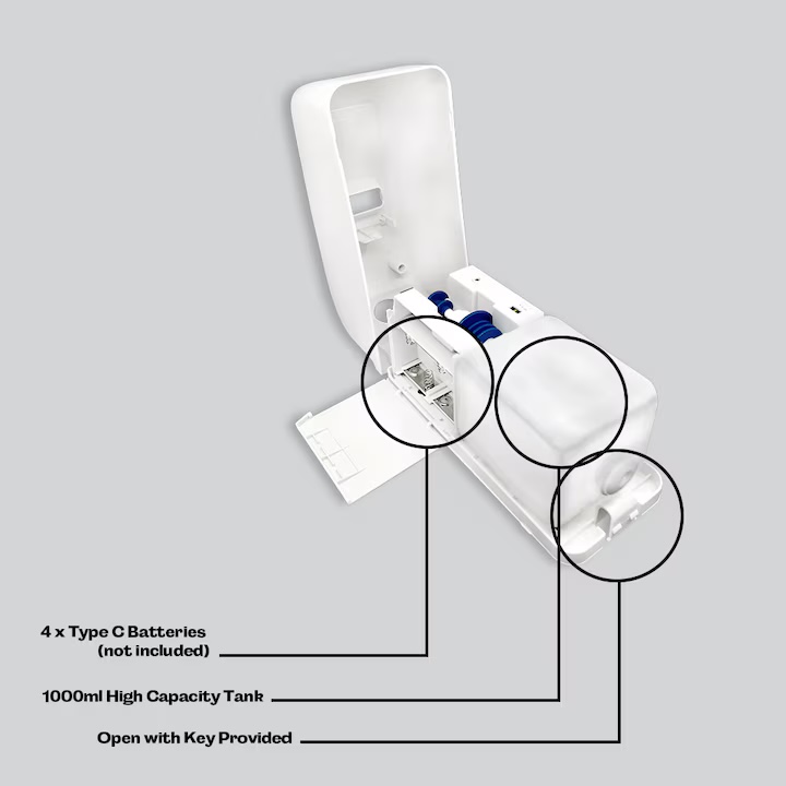 AYT dispenser refillable tank and key-access housing